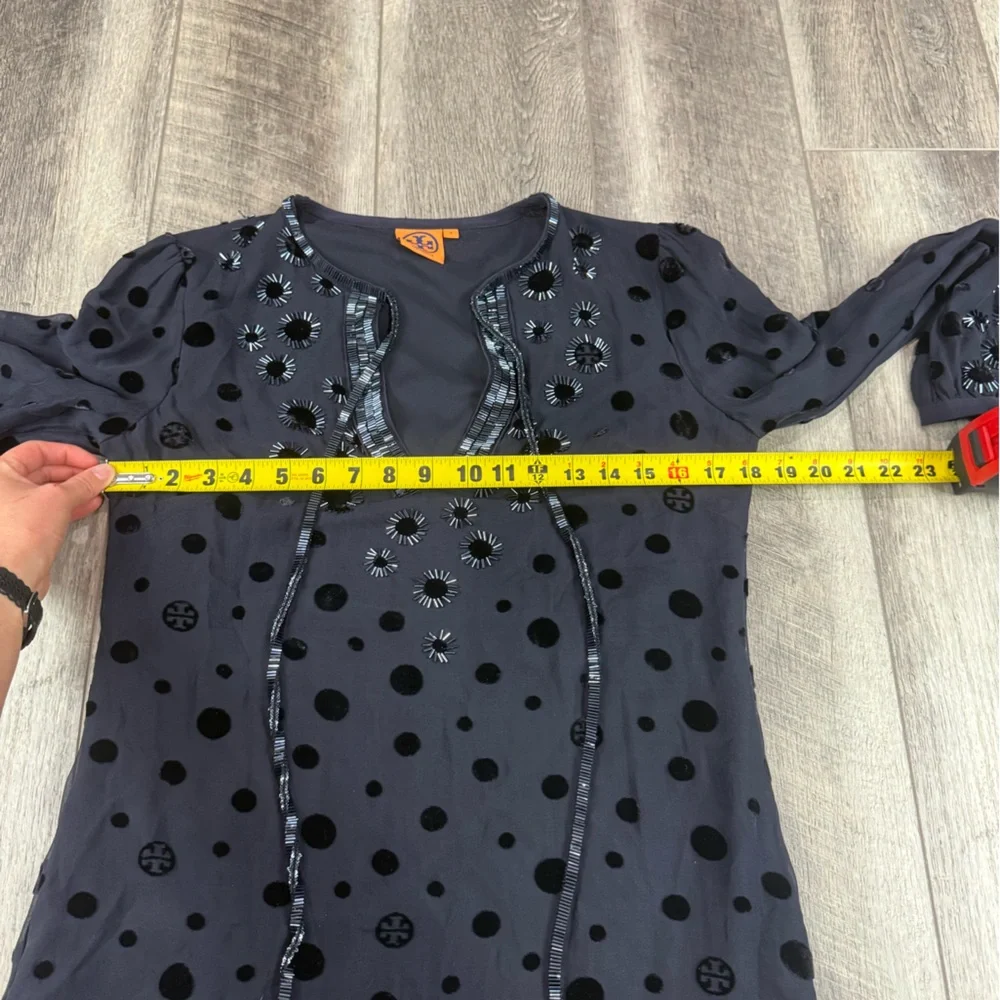 Tory‎ Burch Navy Velvet Burnout Blouse